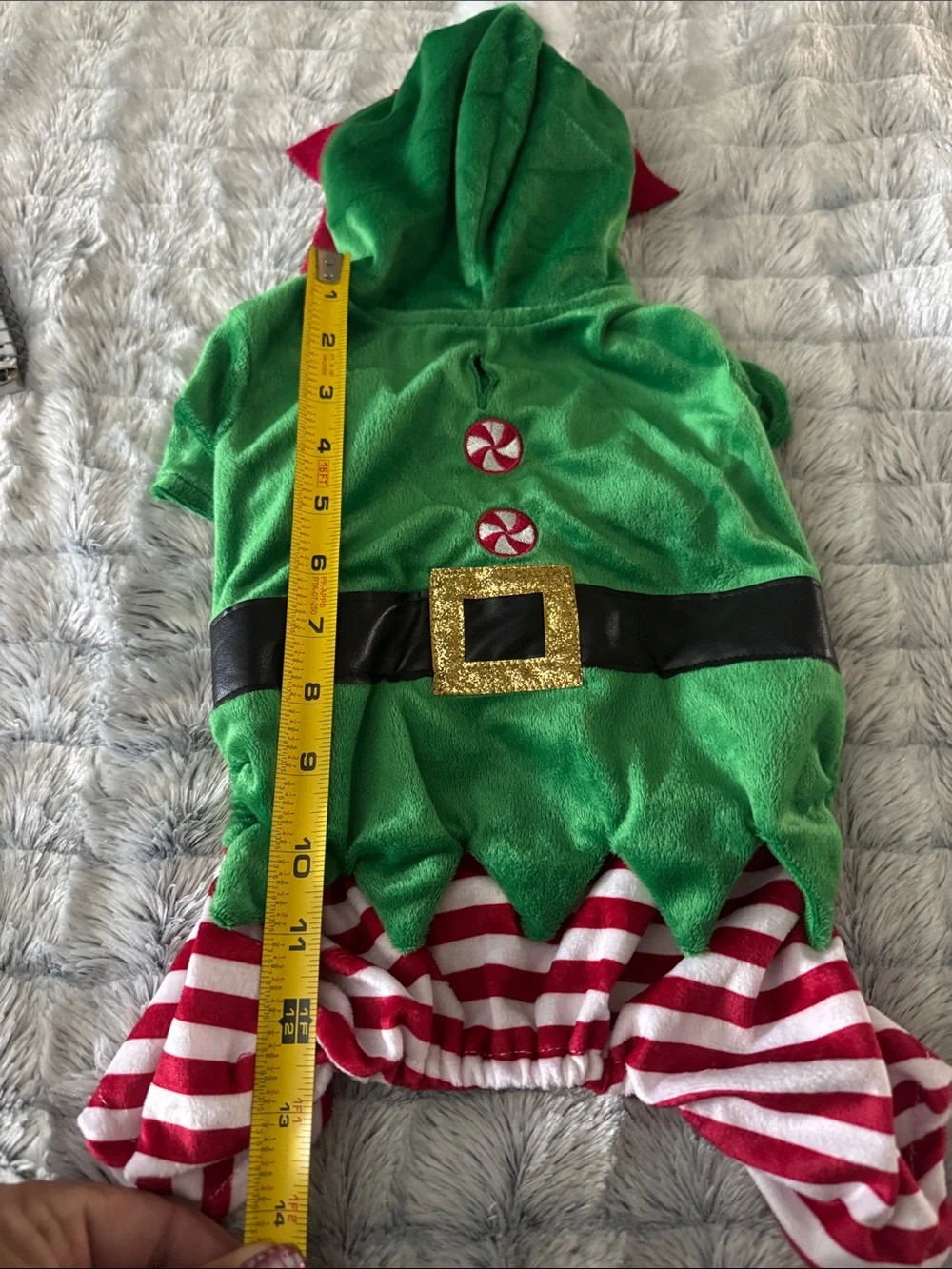 Green Holiday Elf Kids Costume Hooded Onesie